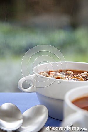 Soup on a Rainy Day Stock Photo