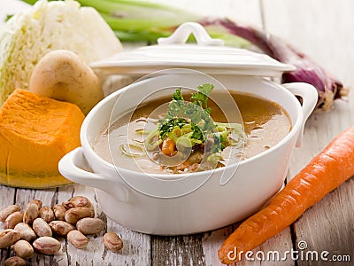 Soup vegetables with ingredients Stock Photo