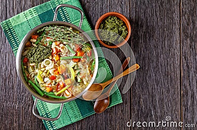 Soupe au Pistou, french vegetable bean soup Stock Photo