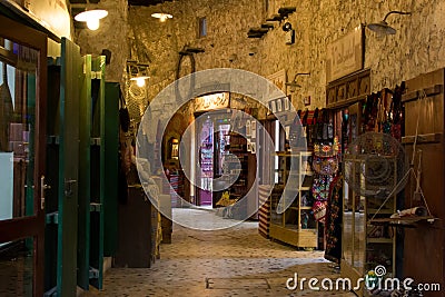 Market Souq Wakif indoors in Doha Editorial Stock Photo