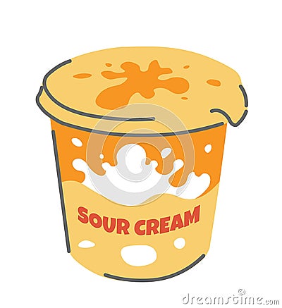 Sour cream dairy products for cooking meal vector Vector Illustration