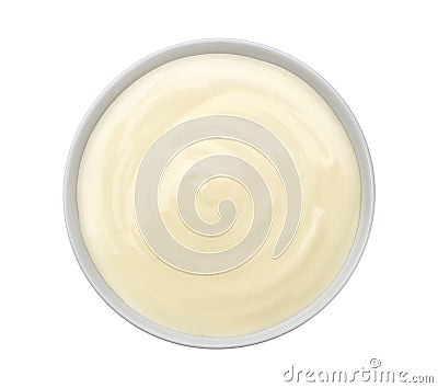 Sour cream isolated on white background. Top view Stock Photo
