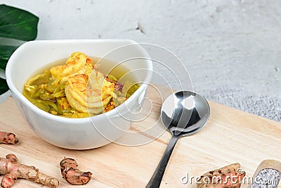 Sour Katuri Flower Curry, Thai food Stock Photo