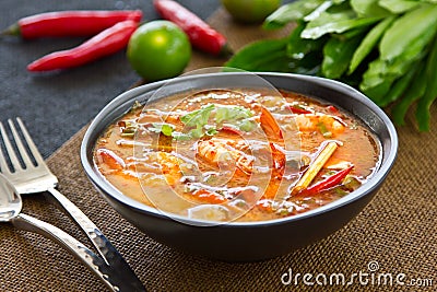 Sour and Spicy soup Prawn [Thai's Tomyum kung ] Stock Photo