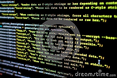 Source code of Ethereum, cryptocurrency and decentralized system Editorial Stock Photo