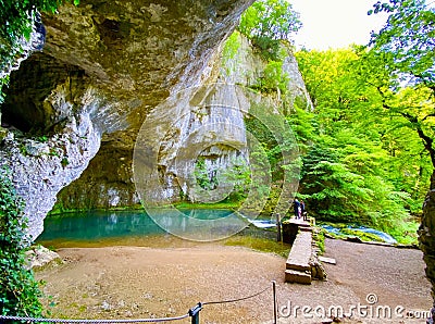 Source du Lison in the beautiful mountains of Jura in Bourgogne-Franche-Comté Stock Photo