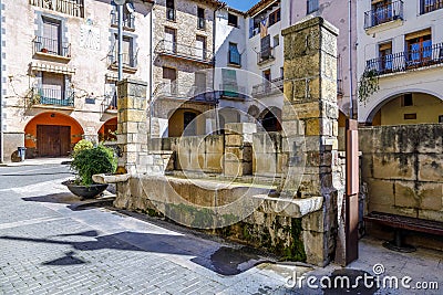 Source of the square of the village, in Talarn Spain Stock Photo