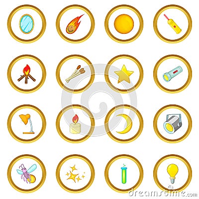 Sources of light icons circle Vector Illustration