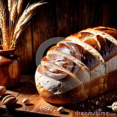 sourdough bread freshly baked bread, food staple for meals Stock Photo