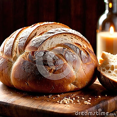 sourdough bread freshly baked bread, food staple for meals Stock Photo