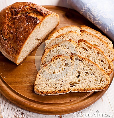 Sourdough bread on kitchen board Stock Photo