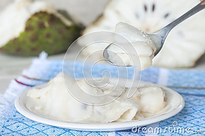 Soursop fruit served on plate Stock Photo