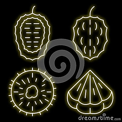 Soursop icons set vector neon Stock Photo