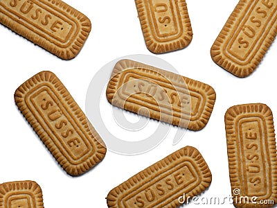 Sousse cookies on a white background. Isolate of cookies of the Turkish firm. Turkish sweets. Flour product with sugar Editorial Stock Photo