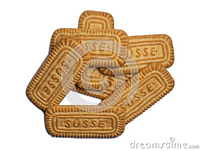 Sousse cookies on a white background. Isolate of cookies of the Turkish firm. Turkish sweets. Flour product with sugar Editorial Stock Photo