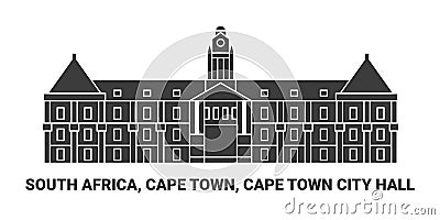South Africa, Cape Town, Cape Town City Hall, travel landmark vector illustration Vector Illustration