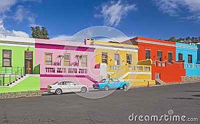 The multicolored houses in Bo-Kaap. Cape Town, South Africa Editorial Stock Photo