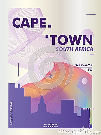 South Africa Cape Town skyline city gradient vector poster Vector Illustration