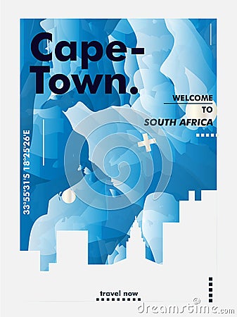 South Africa Cape Town skyline city gradient vector poster Vector Illustration