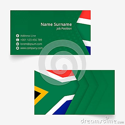 South Africa Flag Business Card, standard size 90x50 mm business card template Vector Illustration