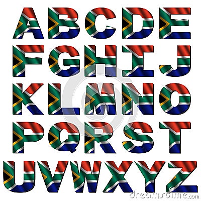 South Africa flag font Cartoon Illustration