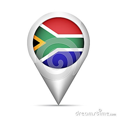 South Africa flag map pointer with shadow. Vector illustration Vector Illustration