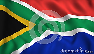 South africa flag waving in the wind Stock Photo