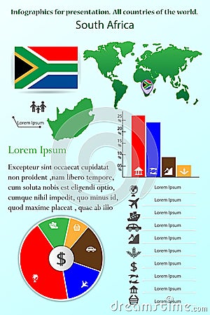 South Africa. Infographics for presentation. All countries of the world Stock Photo