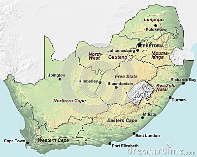 South Africa Map Stock Photo