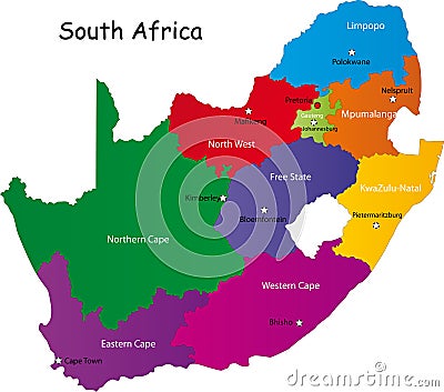 South Africa map Cartoon Illustration