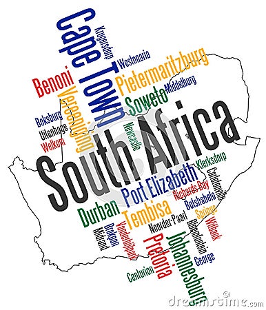 South Africa map and cities Vector Illustration