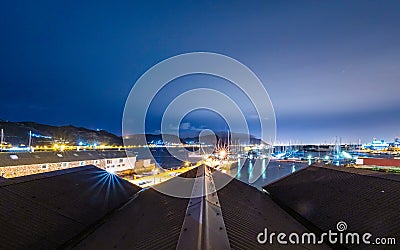 South Africa - October 2018 : Simons Town harbor iat night Editorial Stock Photo