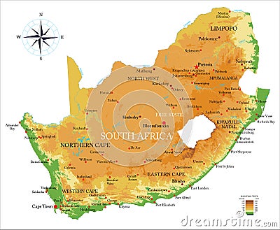 South Africa physical map Vector Illustration