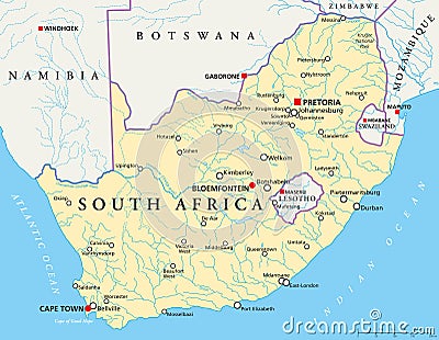 South Africa Political Map Vector Illustration