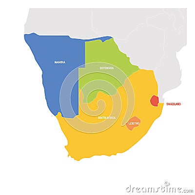 South Africa Region. Colorful map of countries in southern Africa. Vector illustration Vector Illustration