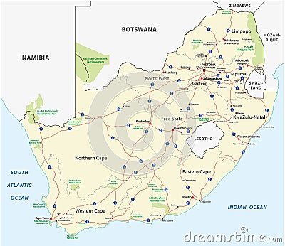 South africa road map Vector Illustration