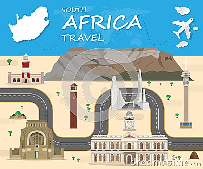 South africa travel background Landmark Global Travel And Journey Vector Illustration