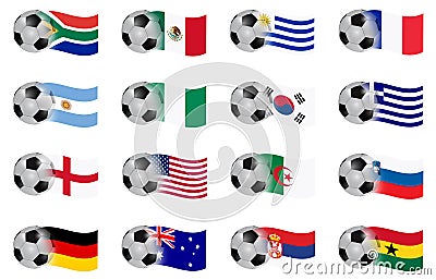 South africa word cup group A to D flags Cartoon Illustration