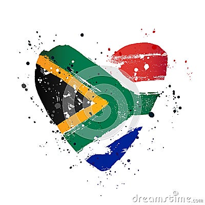 South African flag in the form of a big heart Vector Illustration