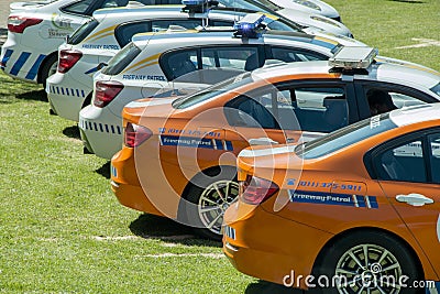 South African Police Cars -Focus on Freeway Police Editorial Stock Photo