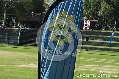 South African Police Service Banner at a parade Editorial Stock Photo