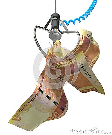 South African Rands In A Robotic Claw Editorial Stock Photo