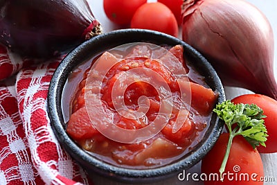 South African tomato and onion mix Stock Photo