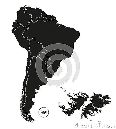 South America and the Falkland Islands Vector Illustration