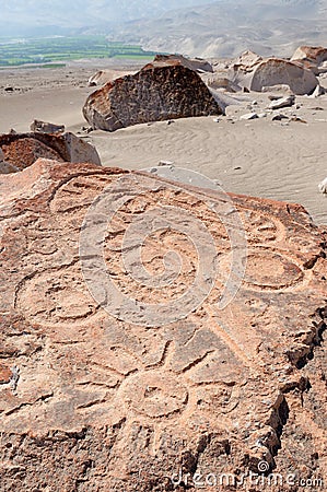 South America, Peru, Toro Muerto Petroglyphs Stock Photo