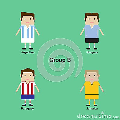 South American Championship. Group B - Argentina, Uruguay, Paraguay, Jamaica. Vector. Vector Illustration