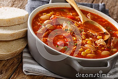 South American food Brunswick Stew pulled meat with vegetables o Stock Photo
