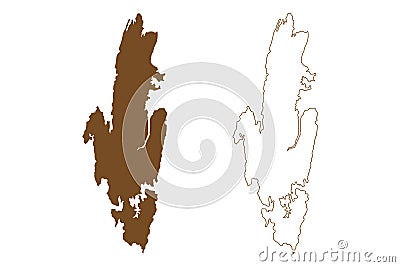 South Andaman island Republic of India, Indian union territory of Andaman and Nicobar Islands map vector illustration, scribble Vector Illustration