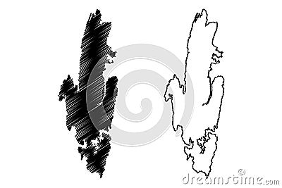 South Andaman island Republic of India, Indian union territory of Andaman and Nicobar Islands map vector illustration, scribble Vector Illustration