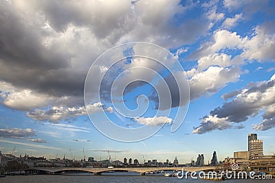 South Bank, Black Friars' Bridge and some skyline on 10 July 20 Editorial Stock Photo